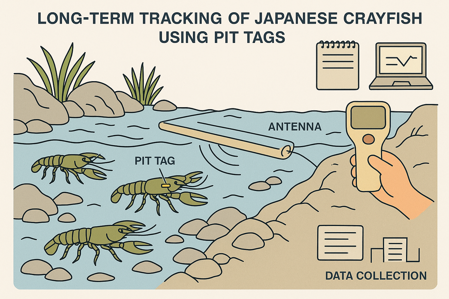 PITタグを用いてニホンザリガニの移動を長期間調べた論文がHydrobiologia誌にアクセプトされました